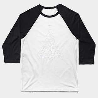 White Filigree Christmas Tree Baseball T-Shirt